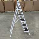 HBTower Step Ladder, Step Ladder Folding Step Stool, Portable Sturdy Steel Ladder Stool for Adults with Wide Pedals Home Outdoor Kitchen, White