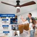 Depuley 52-Inch Ceiling Fans with Lights: Walnut 3 Blade Flush Mount Low Profile Ceiling Fan for Bedroom - Dimmable Indoor Outdoor Fan with Remote Control Ultra Quiet DC Motor Timer