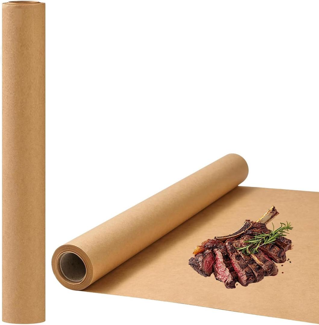 Brown Butcher Paper Roll 24'' x 100' for Smoking Meat Kraft Brown Paper Roll for Wrapping Packing Large Wide Butcher Roll for BBQ Grilling, brown 24in x 100ft