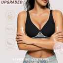 2 x 2026 Women Seamless Wireless Push Up Bras Deep V No Underwire Supportive Everyday Bra Full Coverage Plunge Bralettes (Black)