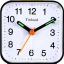 Small Battery Analog Alarm Clock Silent Non Ticking, Ascending Beep Sounds, Snooze,Light Functions