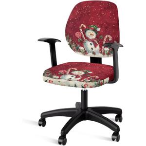 GLENLCWE Christmas Snowman Print Computer Chair Covers Set of 2 Stretchable Cloth Office Chair Covers Universal Desk Rotating Chairs Slipcover Non Slip Christmas Decorations