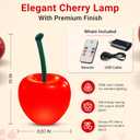 Cherry Lamp LED Light Unique Red Table Lamp for Bedroom, Nightstand or Living Room, Funky and Modern Desk Lamp, Small Decorative Cherry Bedroom Decor