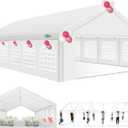 COBIZI 20x40 Party Tent Heavy Duty for Parties, Powder Coating (Better Than Galvanized), Waterproof for Church & Wedding, Large Outdoor Event Gazebo with Removable Sidewall & Built-in Sandbag, White