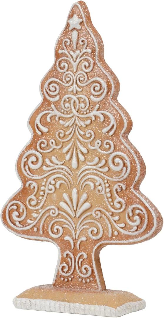 Braxio Gingerbread Christmas Tree Collectible Figurines - Village Gingerbread Fantastic Sequins Christmas Tree Tabletop Decoration 5.5x2.25x10 Inch