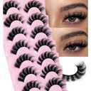 Mink Lashes Fluffy Wispy Lashes Natural Look 3D False Eyelashes D Curl Russian Strip Lashes 7 Pairs Short Fake Eyelash Pack by EYDEVRO