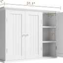ChooChoo Bathroom Wall Cabinet with 3 Doors, Laundry Cabinet Wall Mounted, Medicine Cabinet with Adjustable Shelves, Hanging Kitchen Cupboard Organizer, White, 9.06"D x 31.1"W x 23.4"H