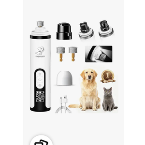 PleySyncz Silent Dog Nail Grinder, Cordless Grooming Pro Nail Grinder, USB Rechargeable Pet Nail Grinder, Painless Paws Grooming for Small Medium Large Dogs & Cats (2 Replacement Heads)