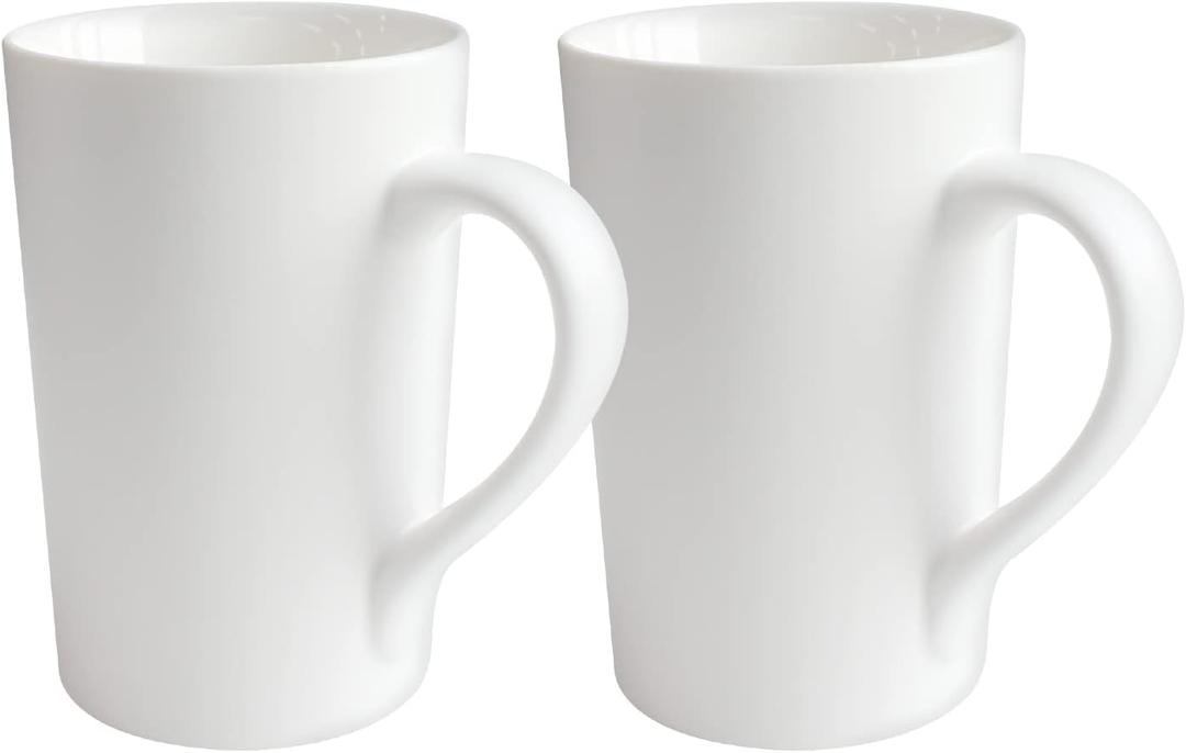 2 Packs 12 OaZ Ceramic Coffee Cup Simple Pure White Ceramic Cup Plain Large Tall White Milk Tea Coffee Mug with Handle