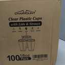 Charmount 100 Sets 16 oz Plastic Cups with Lids and Straws, Clear Disposable Cups for Dirty Soda, Iced Coffee & Smoothies, Plastic Bar Supplies for Cold Drinks