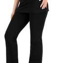 Nirlon Women's Skirted Leggings High Waisted Yoga Pants Gathered Skirt (X-Large, Black)
