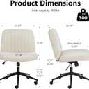 OLIXIS Criss Cross Chair with Wheels Wide Cross Legged Office Desk Vanity Chair Comfy Fabric Armless Adjustable Swivel for Home Computer Task Fabric Beige, Luxurious, 26.3"D x 25.6"W x 31.5"H