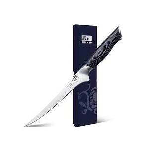 7 Inch Fillet Knife, Japanese Super Steel Boning Knife, Professional Ultra Sharp Fish knife with K133 Ergonomic Handle, Black Tortoise Genbu Series