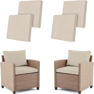 4Pcs Outdoor Cushion Covers Patio Cushion Covers Stretch Cushion Covers for Outdoor Furniture Replacement Washable Reusable Furniture Protector(Beige)