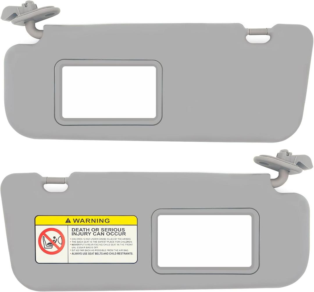 Driver & Passenger Side Sun Visor Both with Makeup Mirror Fit for Hyundai Accent 1E 2011 2012 2013 2014 2015 Replace 85210-1R000 85220-1R000 Front Left Right Protection Shade Sunshade Gray