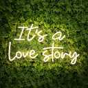16 Inch It's a Love Story Neon Sign, Warm White Love Story LED Neon Light for Makeup Vanity, Bedroom, Office Decor, Neon Light for Mother Mom Gifts Valentines Day Party Backdrop, Wedding, Birthday, Anniversary Decorations