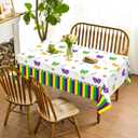 2 x Adirasenotek 3Pcs Mardi Gras Table Decorations Tablecloth Carnival Masquerade Party Decorations Mardi Gras Decorations Plastic Table Cloth Masquerade Decorations Mardi Gras Decor,87x54In