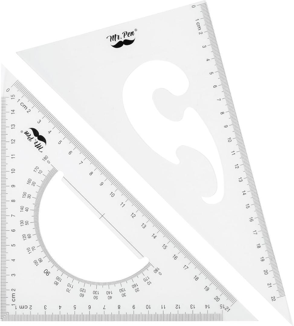 Mr. Pen- Triangle Ruler, 2 Pack, 22&15cm, 30/60 & 45/90, Right Triangle Ruler for Drawing
