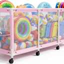 Jotesnew 365 Gallon 103" L Extra Large Swimming Pool Storage Bin, Pool Noodles Holder, Toys, Floats, Balls and Floats Equipment Mesh Rolling Storage Organizer Bin, 103" Lx32 Wx35 H (Pink)