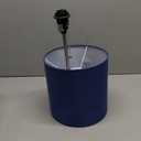 Simple Designs LT2024-NAV Brushed Steel Stick Table Desk Lamp with Charging Outlet and Drum Fabric Shade, Navy Blue Shade