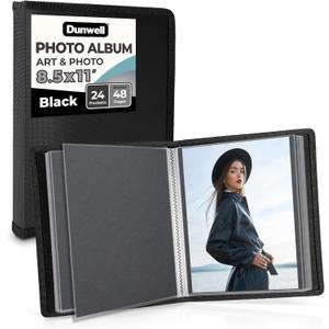 Dunwell Art Portfolio 8.5x11 Folder (Black), Mounting Paper, Portfolio Binder for Artwork, 8.5 x 11 Art Folder, 24 Pockets Display 48 Pages, Acid-Free Poly Presentation Book
