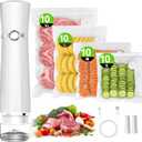 Vacuum Sealer for Food (Compact Vacuum Sealer Machine + 40 Reusable Vacuum Bags), Handheld Vacuum Food saver for 10X Preservation & Fresh, Powerful 80Kpa Portable Vacuum Sealer