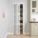 Bifold Doors for 24" x 80" Opening, 3-lite Tempered Frosted Glass Closet Folding Doors with Hardware kit Included, Easy Assembly, White
