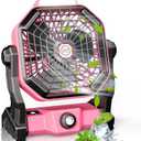 JINLICTE Portable Camping Fan, Rechargeable Battery Powered Tent Fans for Camp Hanging, [13-60Hrs Runtime], 9 Inch, Stepless Speed, Powerful&Quiet, for Picnic, Barbecue, Fishing, Travel, Home, Tent