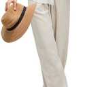 Women's High Waist Wide Leg Pants, Relaxed Beach Trousers with Side Pockets, Fit for Casual Wear Small 