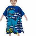 growell Hooded Kids Beach Towels - Toddler Bath Towel Girls Boys Swim Cover-ups for Ages 1 to 6 Kids Pool Towels Quick Dry Lightweight Soft Microfiber Poncho Towel 24x23 (Dinosaur Navy)