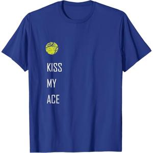 Tennis Ball Kiss My Ace Funny Cute Sports Gift T-Shirt (Blue, XL)