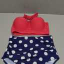 CHERRY CAT Retro Polka High Waisted Bikinis Super Cute Bathing Suits(Rose Red&Navy,Medium (fits Like US 4-6))
