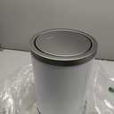 Mbillion Small Trash Can with Swing Lid 2.4 Gallons/9 Liter, Mini Trash Can with lid, Stainless Steel Cylindrical Garbage Can for Home and Office Bathroom Bedroom, for Ground and Desktop White