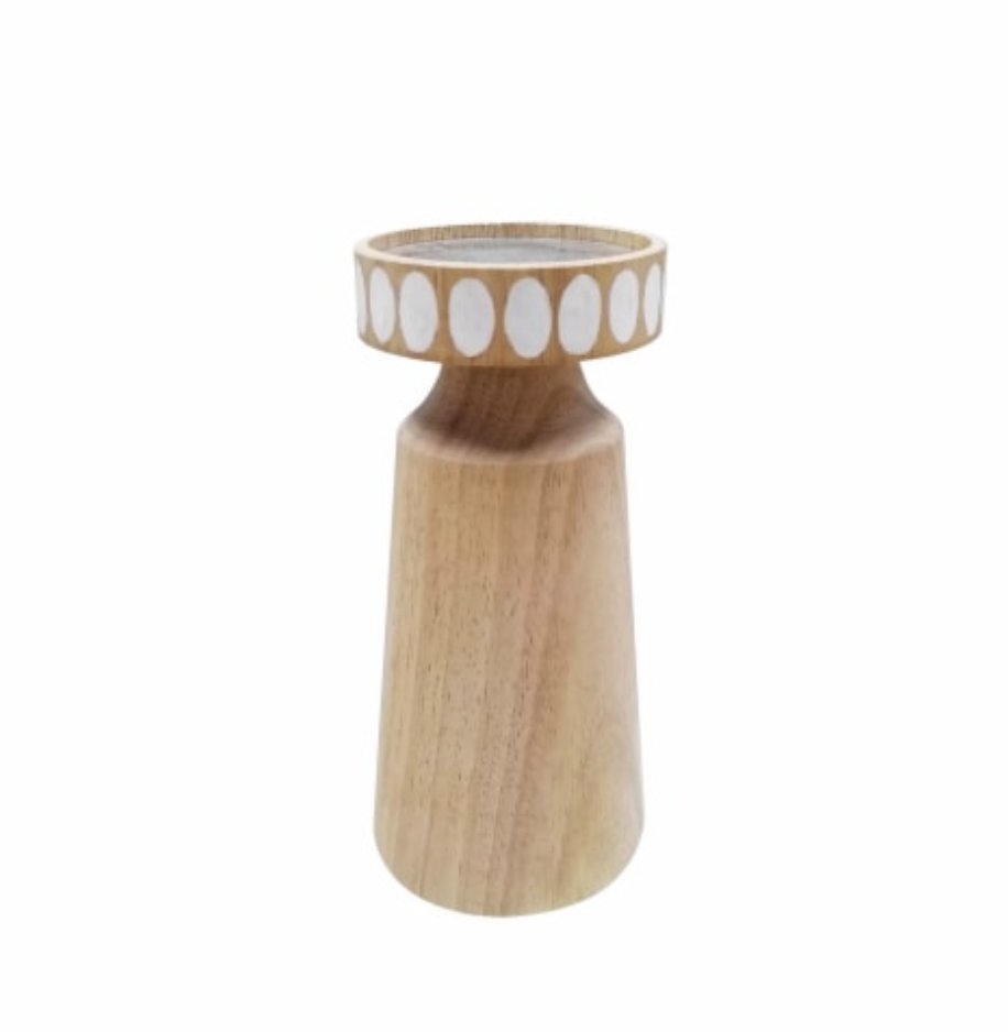 HD 8IN WOOD CANDLE HOLDER 3 pack