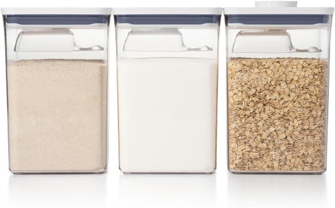 OXO Good Grips 6 Piece(3 Containers & 3 Scoops) Large Canister Set with Scoops, 4.4 qt each, White