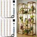 8 inches LED Grow Light Strips, Full Spectrum Grow Lights for Indoor Plants with 6/12/16H Timer, 5 Dimmable Levels, Plant Light for Seedling Succulent, Ideal for Plant Shelf (4 Strips*2pcs)
