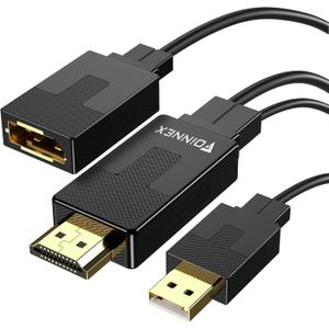 FOINNEX HDMI to DisplayPort Adapter, 4K@60Hz HDMI to DisplayPort Male to Female, Unidirectional HDMI Source to DP Display for Computer, Monitor, PS4, NS