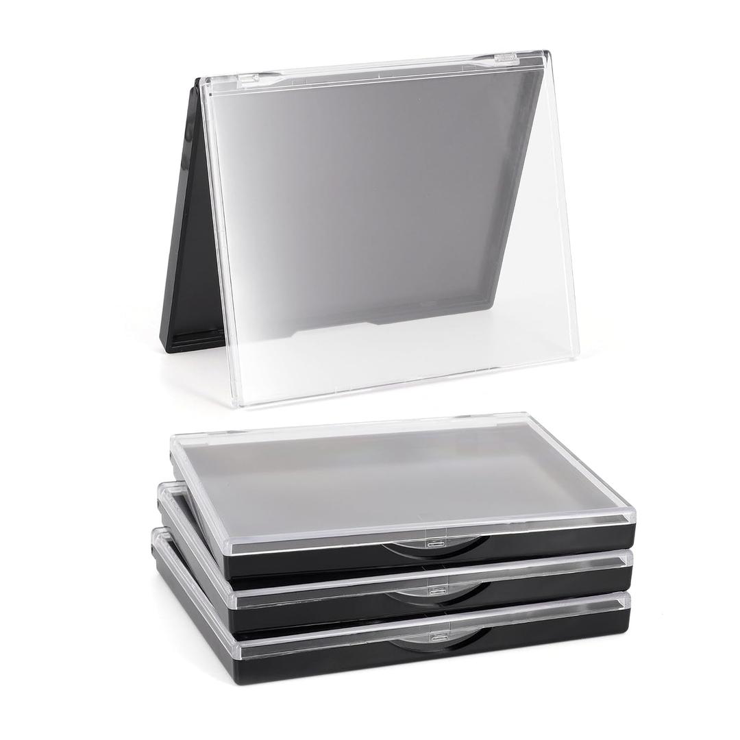 Magnetic Makeup Palette with Clear Top, 3Pack Empty Eyeshadow Pan Dispensing Storage Box with 60Pcs Adhesive Metal Stickers for DIY Cosmetics Lipstick Blush Powder-4.8" x 4"Palette