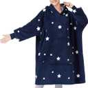 CozyLeep Wearable Blanket Hoodie Women Men, Warm Sherpa Oversized Hooded Blanket Sweatshirt Gifts for Adluts Mom Girlfriend (Star)