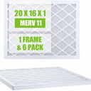 16x20x1 Air Filter, MERV 11, MPR 1000, Unique ABS White Plastic Frame, Durable and Easy to Replace, Clean Living Basic Dust, 6 Pack (Exact Size: 19.6" x 15.6" x 0.9")