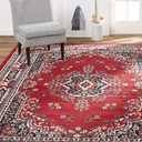 Home Dynamix Premium Sakarya Traditional Medallion Border Area Rug, Claret, 5'2"x7'4" Rectangle (Red / Black)