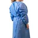 Disposable PPE Isolation Medical Gowns 100-Pack Level 2, Full Back Coverage, Double Tie Closure, SMS 35g Material, Knit Cuffs, Unisex, Professional Blue for Healthcare & Lab Use, One Size