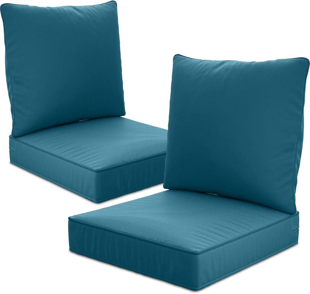 24" x 24" x 6" Outdoor Deep Seat Cushions Set - 2 Set Waterproof & Fade Resistant Patio Furniture Replacement Cushions, Non-Slip Outdoor Cushions Fit Loveseats, Couches, Chairs, and Sofas.