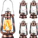 4 Pieces Oil Lamp 12 Inch Hurricane Lantern Kerosene Lamp Oil Lantern Fuel Camping Lanterns Burning Lantern Metal Hanging Lantern with Wick for Indoor Party Decorations Home Camping Hiking (Bronze)