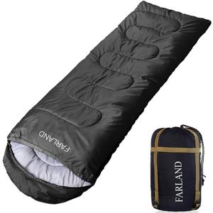 FARLAND Sleeping Bags 30 for Adults Teens Kids with Compression Sack Portable and Lightweight for 3-4 Season Camping, Hiking,Waterproof, Backpacking and Outdoors (Medium, Dark Grey (L Zip))