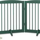 Freestanding Pet Gate for Dogs, Foldable Wooden Dog Gate for House, Stairs, Doorways, Step Over Pet Puppy Safety Fence,Support Feet Included,24" Height 2 Panels, Green