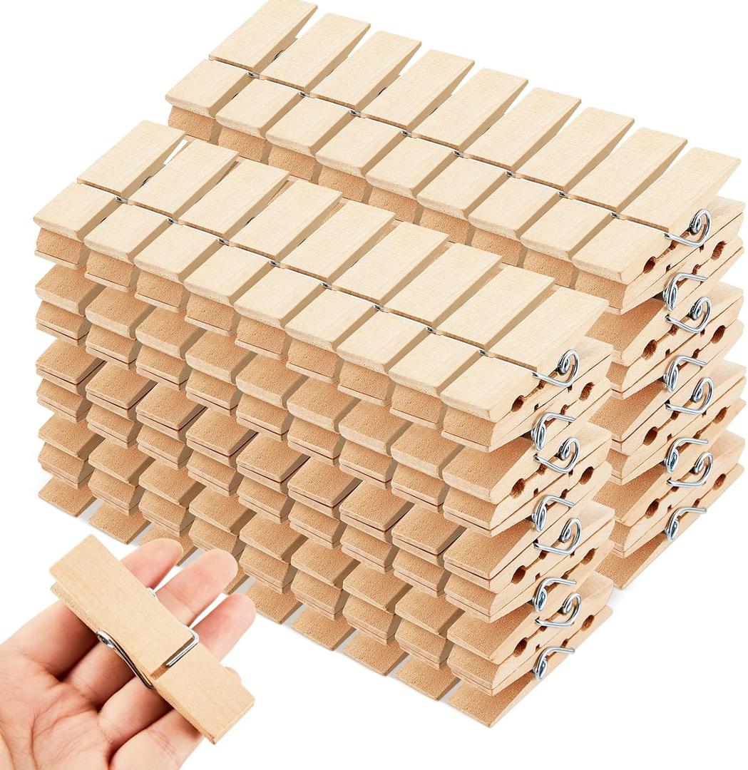 Kigley 150 Pcs Large Wooden Clothespins Extra Wide 2.83 Inches Length Sturdy Wooden Clothespin Heavy Duty DIY Clips for Laundry Hanging Clothes Craft Food Opened Bags Display DIY