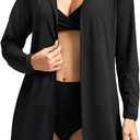 OLAOLA Women's UPF 50+ Swim Cover Up, Long Sleeve Sun Protection Hoodie with Pockets, Lightweight Beach Cover Up for Women (Black, S)