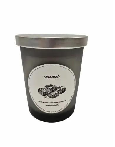 HD Designs Halloween Frosted Jar Candle Gray Caramel, 8 oz.