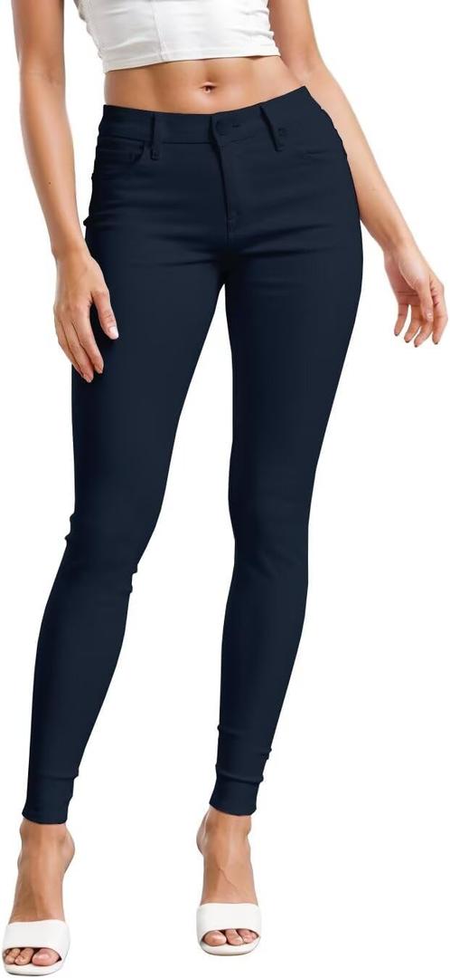 Hybrid & Company Womens Hyper Ultra Stretch Comfy Skinny Leg Work Casual Pants (Large Short, Navy)
